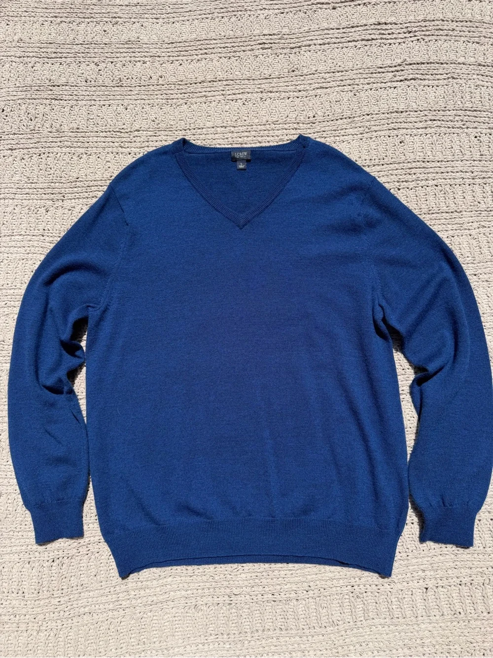 J. Crew Men's Merino Wool V-Neck Sweater in Royal Blue